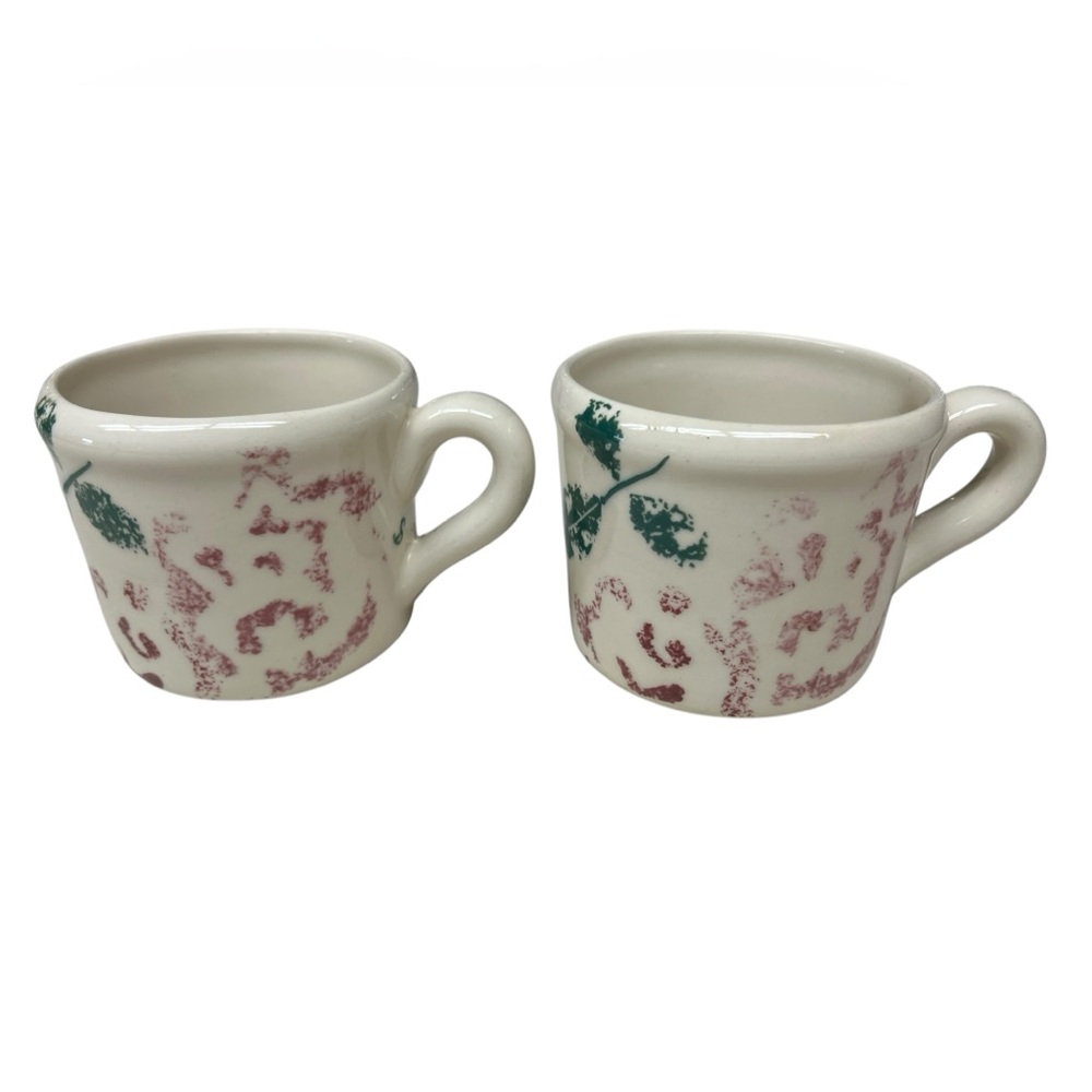 Set Of 2 HARTSTONE POTTERY Cabbage Rose Mugs Vintage Floral USA - Picture 2 of 7